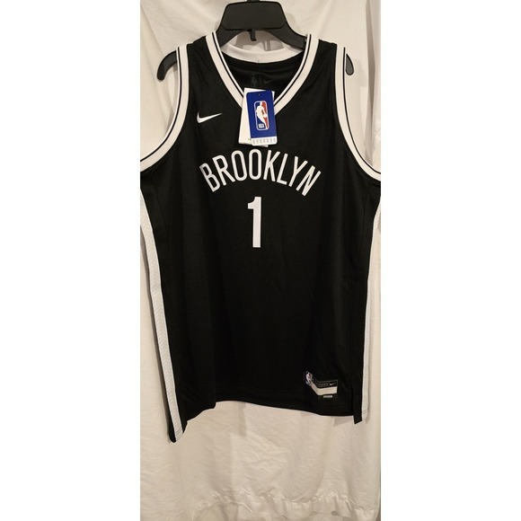 100% Authentic Nike  Dri-‎ Fit Mikal Bridges Brooklyn Nets Jersey Youth XL 18/20 - Picture 1 of 9